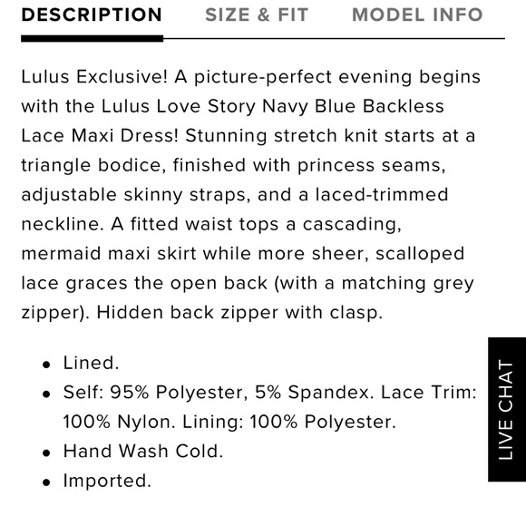 LULU’S LOVE STORY NAVY BLUE BACKLESS LACE MAXI - Picture 4 of 6